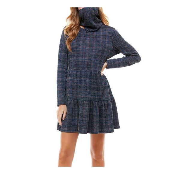 BEBOP Womens Long Sleeve Scoop Neck Short Fit + Flare Dress - Picture 2 of 3